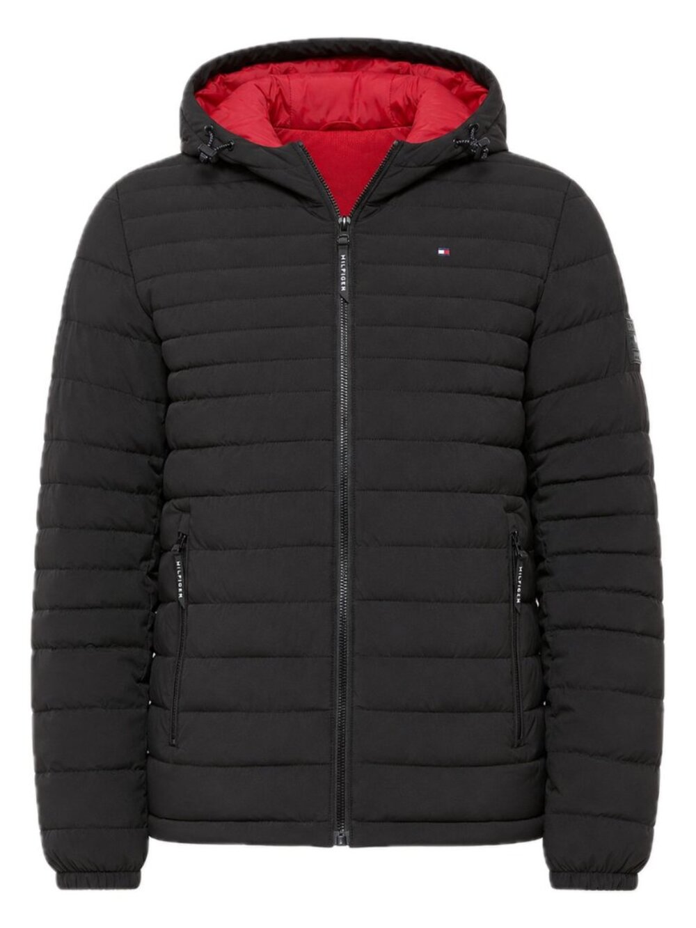 NWT Tommy Hilfiger Men’s Stretch Hooded Packable Puffer Jacket Black Medium